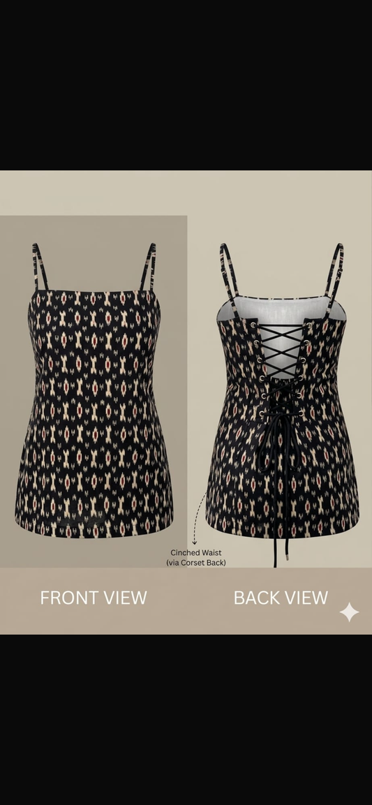 Black noodle strap kurti