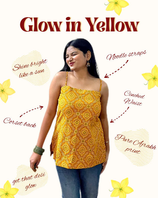 Yellow noodle strap kurti
