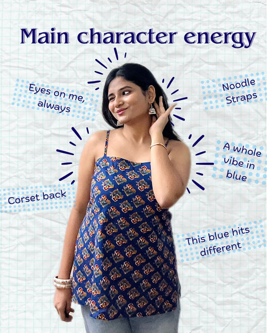 Blue noodle strap kurti