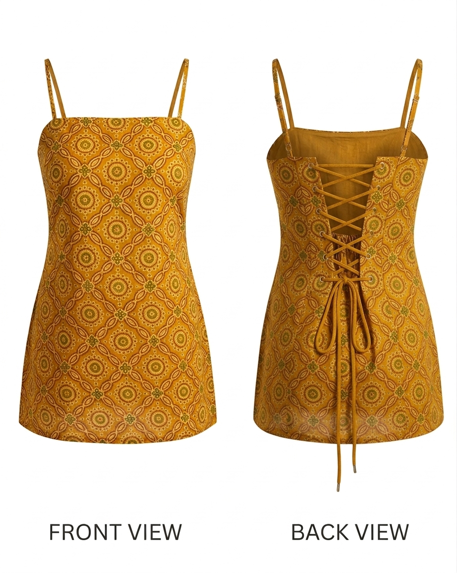 Yellow noodle strap kurti