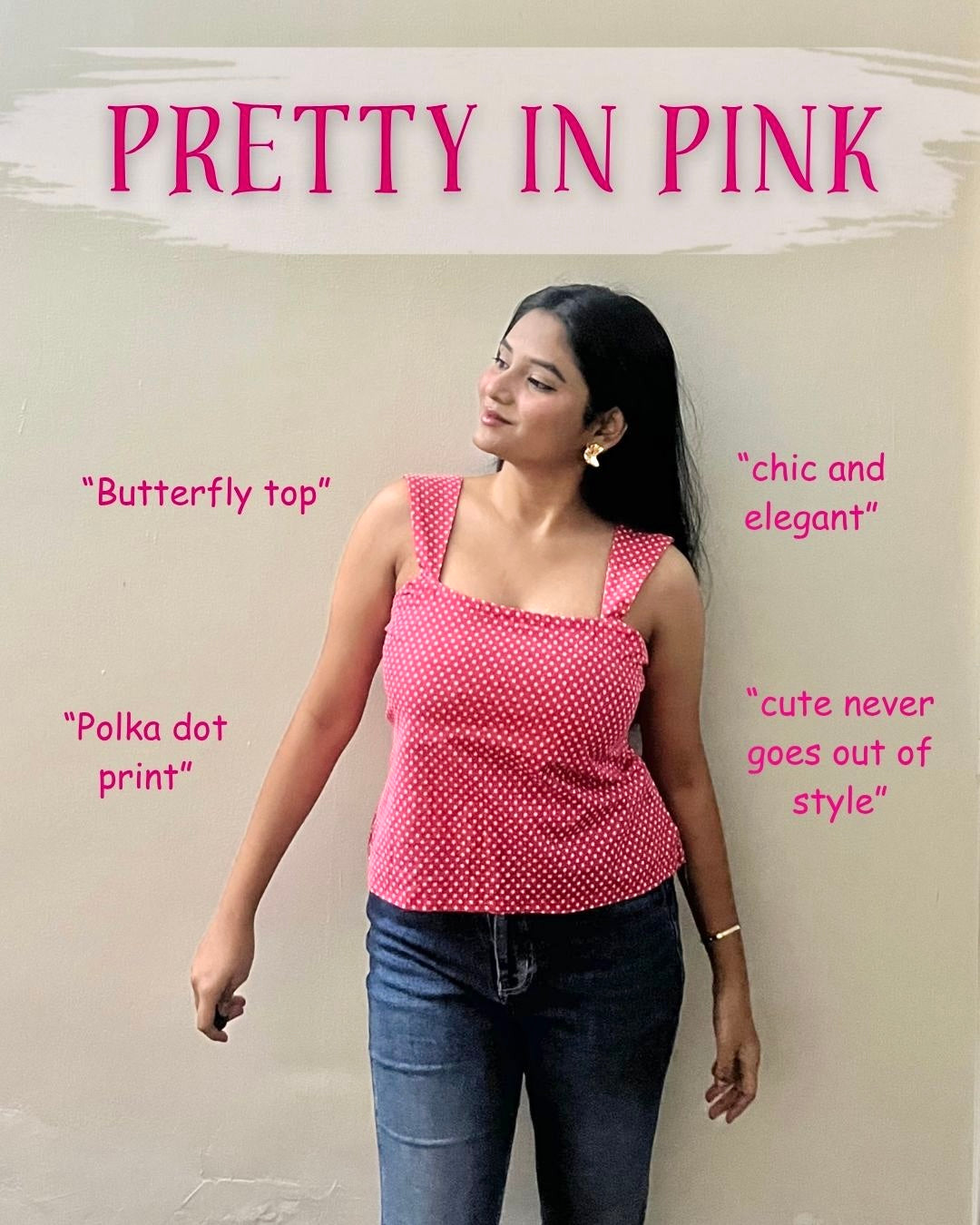 Polka dot peplum top - Coral Pink