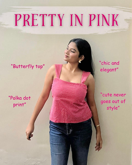 Polka dot peplum top - Coral Pink