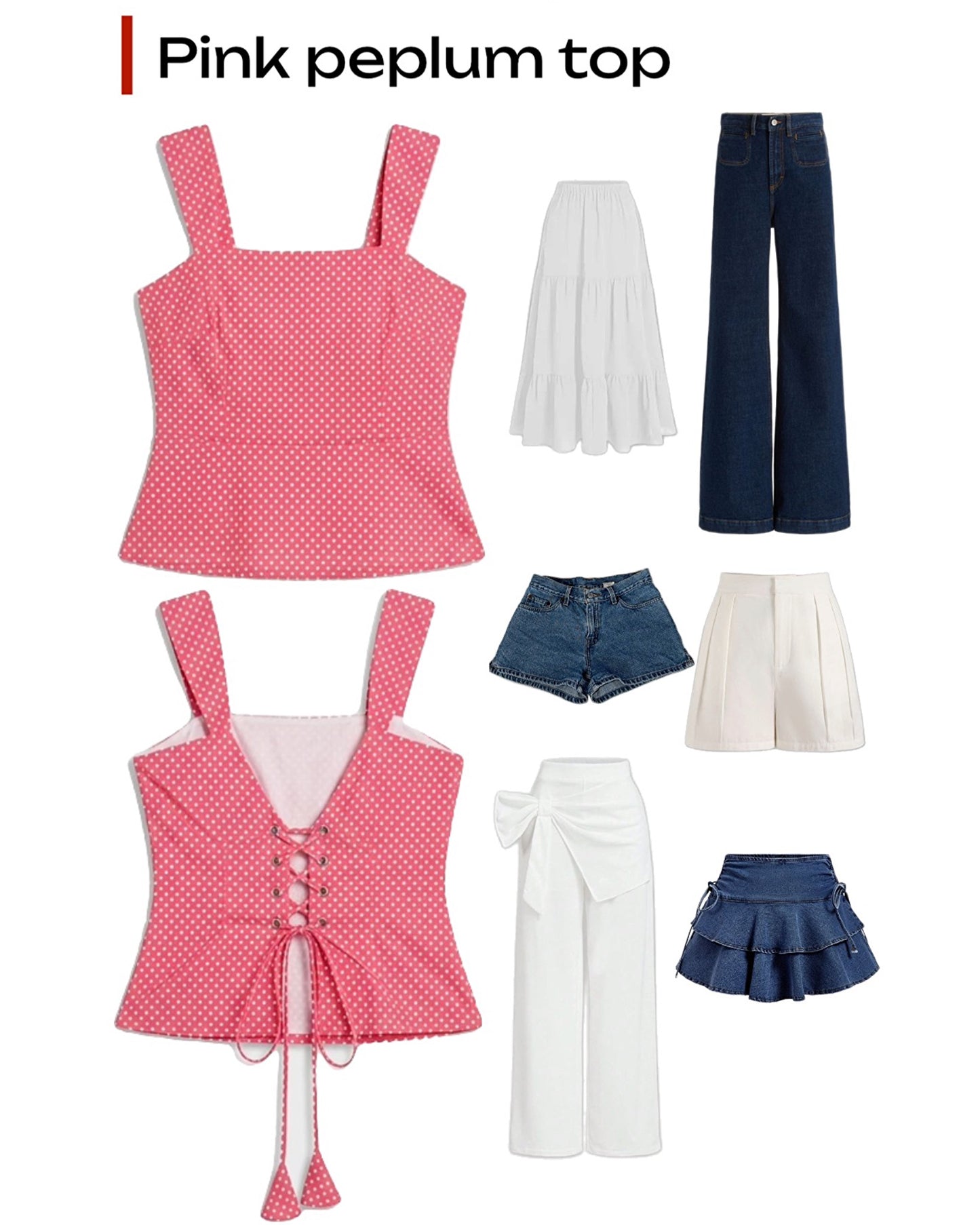 Polka dot peplum top - Coral Pink